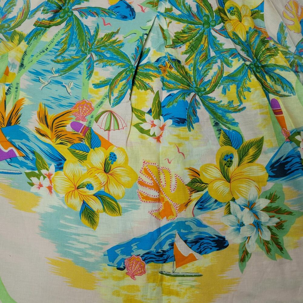 CYNTHIA ROWLEY Women's Linen Rayon 3/4 Sleeve Blouse Floral Beach Aloha Sze 1X - Picture 5 of 7